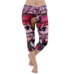 Shroom Glamour Lightweight Velour Capri Yoga Leggings by GardenOfOphir