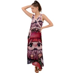 Shroom Glamour V-neck Chiffon Maxi Dress by GardenOfOphir