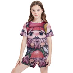 Shroom Glamour Kids  Tee And Sports Shorts Set by GardenOfOphir