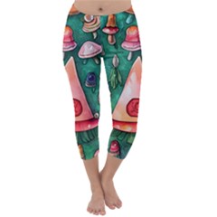 Magic Mushroom Wizardry Capri Winter Leggings  by GardenOfOphir