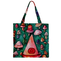 Magic Mushroom Wizardry Zipper Grocery Tote Bag by GardenOfOphir