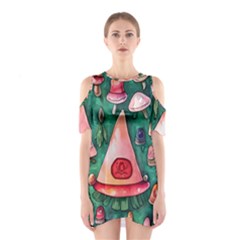 Magic Mushroom Wizardry Shoulder Cutout One Piece Dress by GardenOfOphir