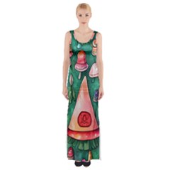 Magic Mushroom Wizardry Thigh Split Maxi Dress by GardenOfOphir