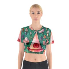 Magic Mushroom Wizardry Cotton Crop Top by GardenOfOphir