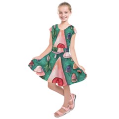 Magic Mushroom Wizardry Kids  Short Sleeve Dress by GardenOfOphir