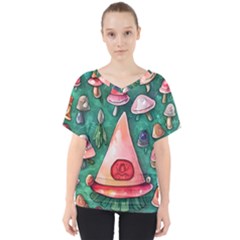 Magic Mushroom Wizardry V-neck Dolman Drape Top by GardenOfOphir