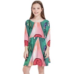 Magic Mushroom Wizardry Kids  Quarter Sleeve Skater Dress by GardenOfOphir