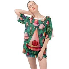 Magic Mushroom Wizardry Oversized Chiffon Top by GardenOfOphir