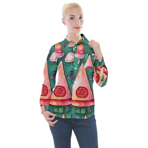 Magic Mushroom Wizardry Women s Long Sleeve Pocket Shirt by GardenOfOphir