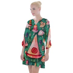 Magic Mushroom Wizardry Open Neck Shift Dress by GardenOfOphir