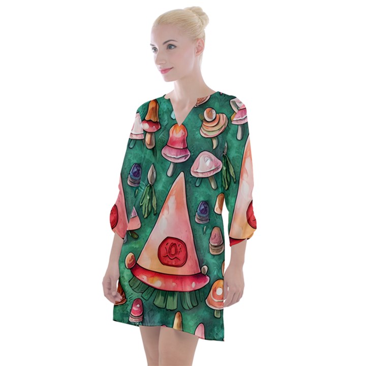 Magic Mushroom Wizardry Open Neck Shift Dress