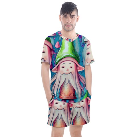 Conjure Mushroom Men s Mesh Tee And Shorts Set by GardenOfOphir