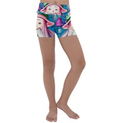 Conjure Mushroom Kids  Lightweight Velour Yoga Shorts by GardenOfOphir