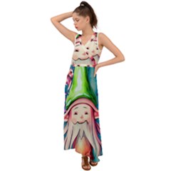 Conjure Mushroom V-neck Chiffon Maxi Dress by GardenOfOphir