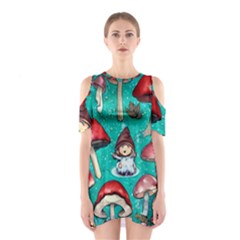 Magic Mushroom Shoulder Cutout One Piece Dress by GardenOfOphir