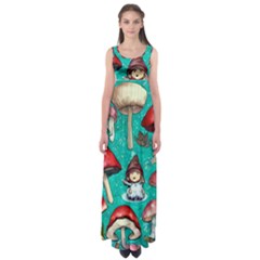 Magic Mushroom Empire Waist Maxi Dress by GardenOfOphir