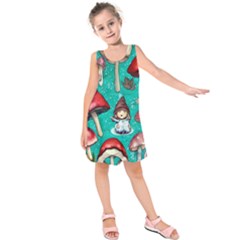 Magic Mushroom Kids  Sleeveless Dress by GardenOfOphir