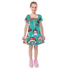 Magic Mushroom Kids  Short Sleeve Velvet Dress