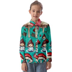 Magic Mushroom Kids  Long Sleeve Shirt by GardenOfOphir