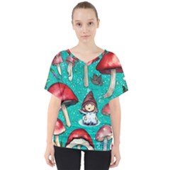 Magic Mushroom V-neck Dolman Drape Top by GardenOfOphir