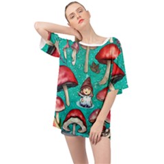 Magic Mushroom Oversized Chiffon Top by GardenOfOphir