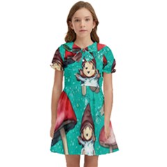 Magic Mushroom Kids  Bow Tie Puff Sleeve Dress by GardenOfOphir