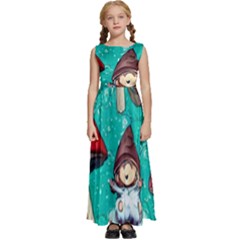 Magic Mushroom Kids  Satin Sleeveless Maxi Dress by GardenOfOphir