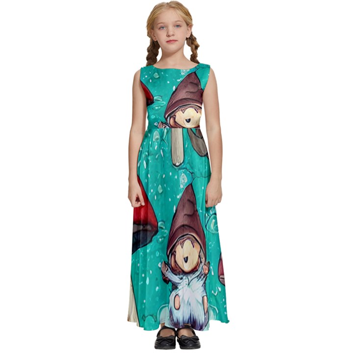 Magic Mushroom Kids  Satin Sleeveless Maxi Dress