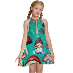 Magic Mushroom Kids  Halter Collar Waist Tie Chiffon Dress by GardenOfOphir