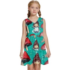 Magic Mushroom Kids  Sleeveless Tiered Mini Dress by GardenOfOphir