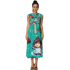 Magic Mushroom Sleeveless Round Neck Midi Dress by GardenOfOphir