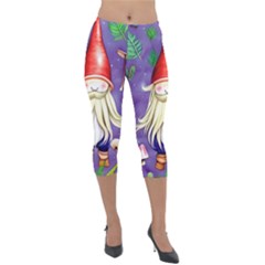 Sacred Mushroom Lightweight Velour Capri Leggings  by GardenOfOphir