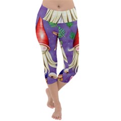 Sacred Mushroom Lightweight Velour Capri Yoga Leggings by GardenOfOphir