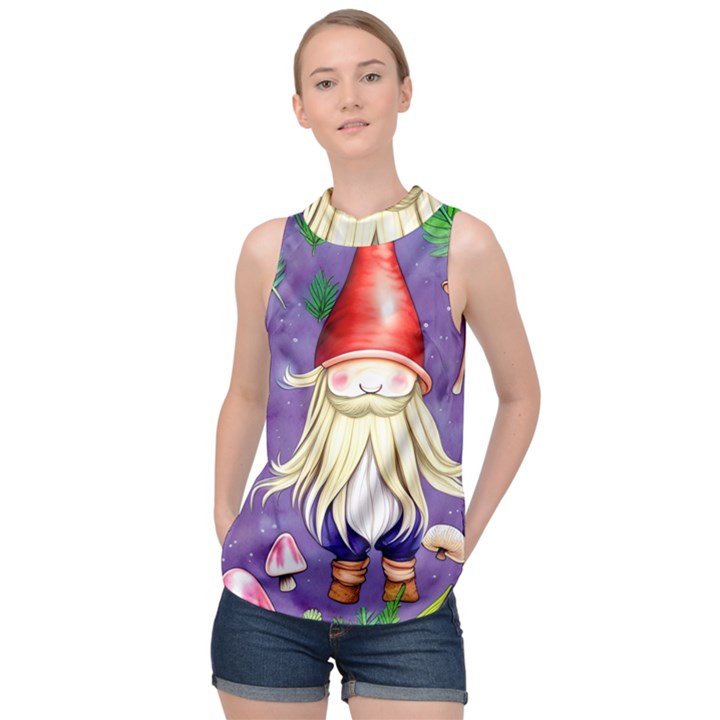 Sacred Mushroom High Neck Satin Top