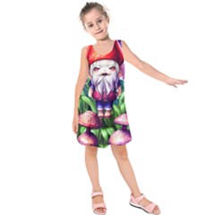 Liberty Cap Mushroom Art Kids  Sleeveless Dress by GardenOfOphir