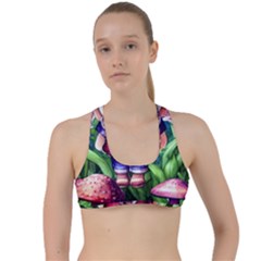 Liberty Cap Mushroom Art Criss Cross Racerback Sports Bra by GardenOfOphir