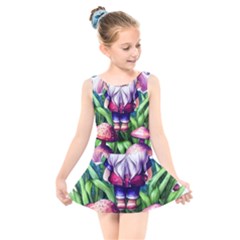 Liberty Cap Mushroom Art Kids  Skater Dress Swimsuit