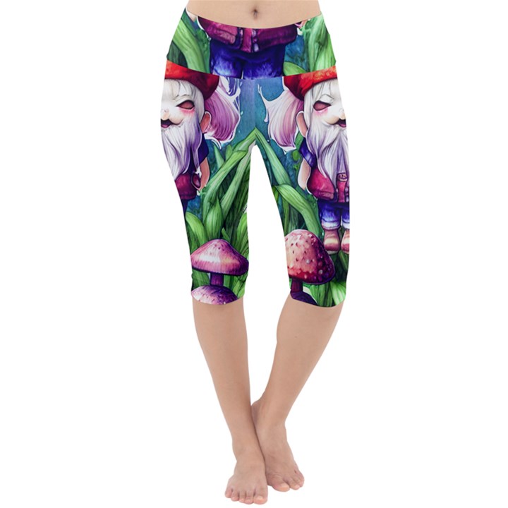 Liberty Cap Mushroom Art Lightweight Velour Cropped Yoga Leggings