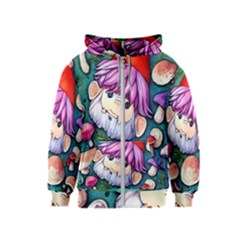 Sacred Mushroom Art Kids  Zipper Hoodie by GardenOfOphir