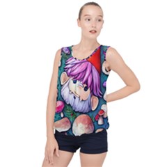 Sacred Mushroom Art Bubble Hem Chiffon Tank Top by GardenOfOphir