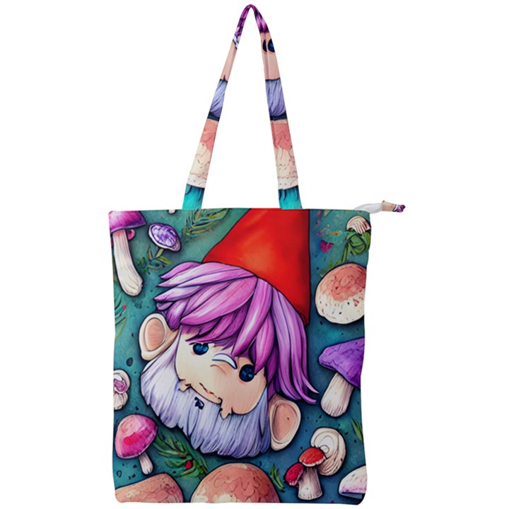 Sacred Mushroom Art Double Zip Up Tote Bag