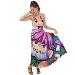 Sacred Mushroom Art Backless Maxi Beach Dress by GardenOfOphir