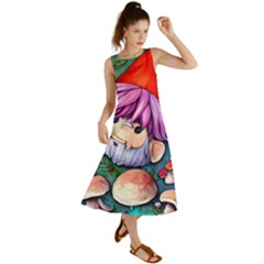 Sacred Mushroom Art Summer Maxi Dress by GardenOfOphir