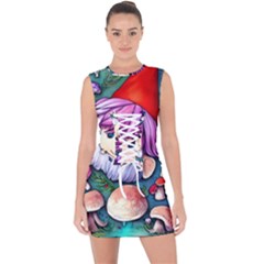 Sacred Mushroom Art Lace Up Front Bodycon Dress by GardenOfOphir