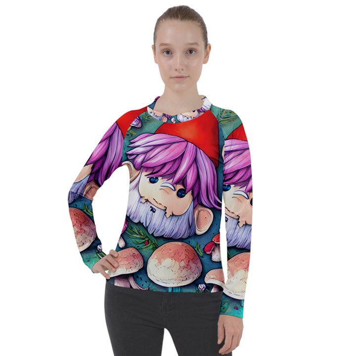 Sacred Mushroom Art Women s Pique Long Sleeve Tee