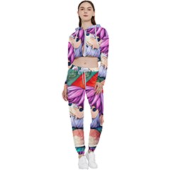 Sacred Mushroom Art Cropped Zip Up Lounge Set by GardenOfOphir