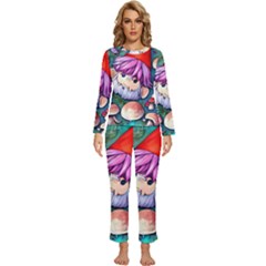 Sacred Mushroom Art Womens  Long Sleeve Lightweight Pajamas Set by GardenOfOphir