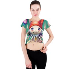 Toadstools For Charm Work Crew Neck Crop Top