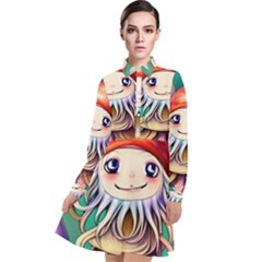 Toadstools For Charm Work Long Sleeve Chiffon Shirt Dress