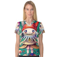 Toadstools For Charm Work V-Neck Sport Mesh Tee